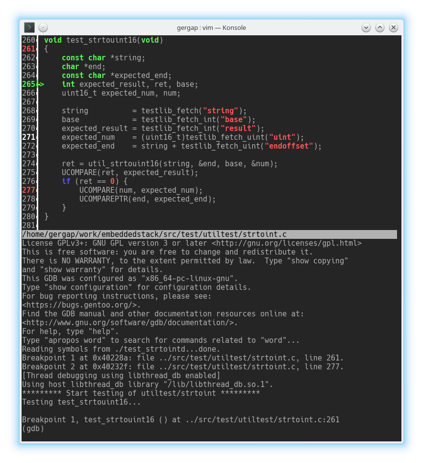 Unit test debugging